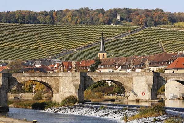 Alte Brücke Würzburg Franken Bayern Deutschland Europa — Stockfoto