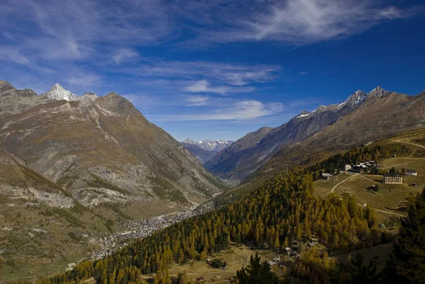 Vista Riffelalpe Zermatt Com Berna Alpes Zermatt Valais Wallis Suíça — Fotografia de Stock