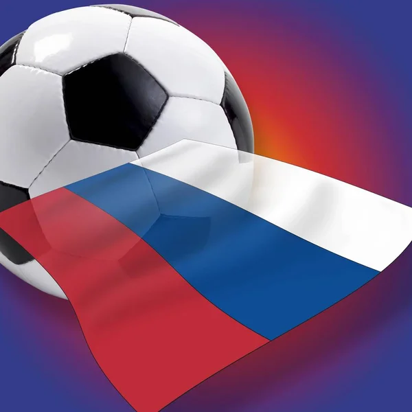 Calcio con bandiera russa — Foto Stock