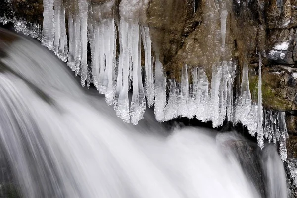 Kuhflucht Vodopády Zimě Farchant Horní Bavorsko Bavorsko Německo Evropa — Stock fotografie