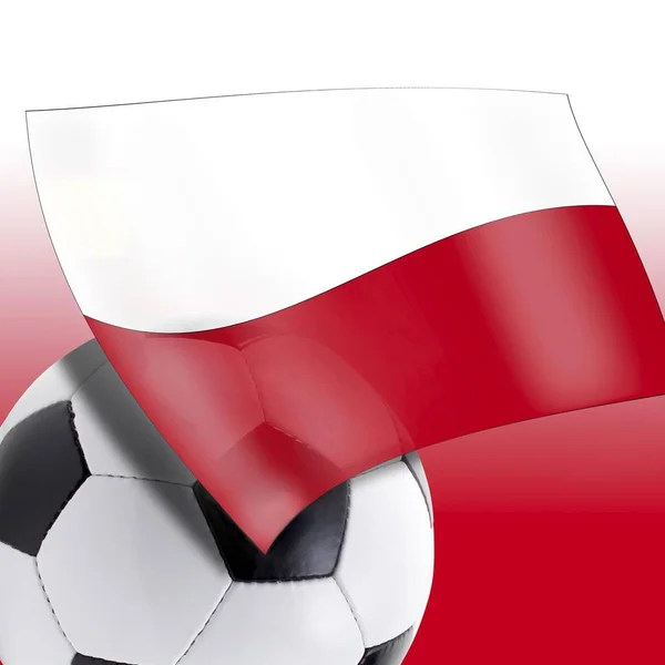 Pelota Fútbol Con Bandera Polaca — Foto de Stock