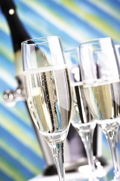 Several Champagne Glasses Party Concept — Stock Photo, Image