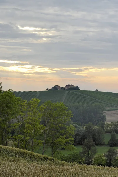 Βράδυ Στο Portacomaro Κοντά Στη Asti Monferrato Πιεμόντε Piemonte Ιταλία — Φωτογραφία Αρχείου