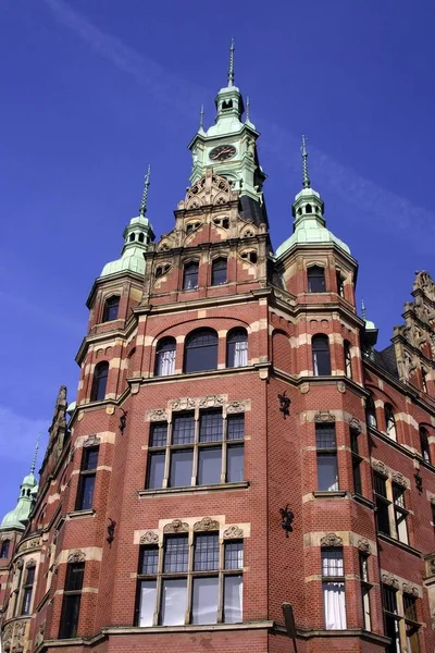 Speicherstadt Hamburg Historische Kantoorgebouw Van Hamburger Hafen Und Logistik Hhla — Stockfoto