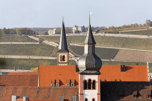 Wuerzburg Kościół Deutschhaus Hotel Steinburg Winnice Wuerzburger Stein Frankonia Bawaria — Zdjęcie stockowe