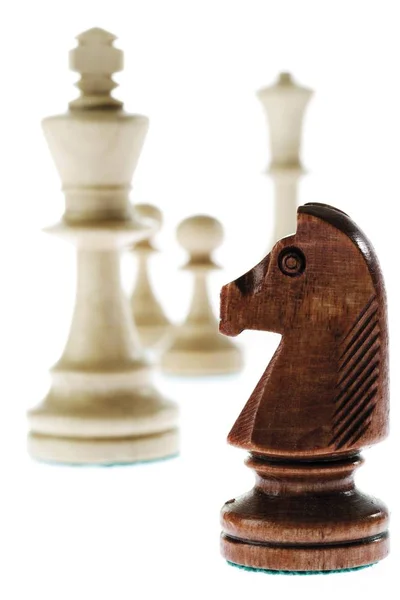 Шахматные Фигуры Рыцарь Король Пешки Королева — стоковое фото