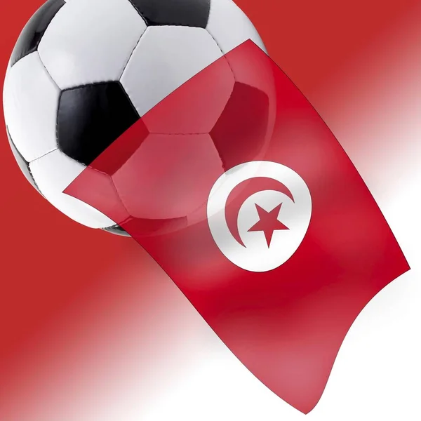 Calcio e bandiera tunisina — Foto Stock