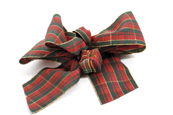 Tartan Gift Bow Present Gift Box — Stock Photo, Image