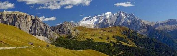 Passera Vägen Och Marmolata Massivet Passo Sella Sella Pass Bolzano — Stockfoto