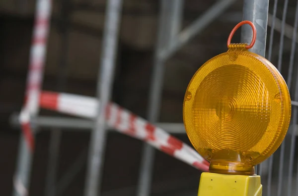 Waarschuwing Van Licht Een Bouwplaats — Stockfoto