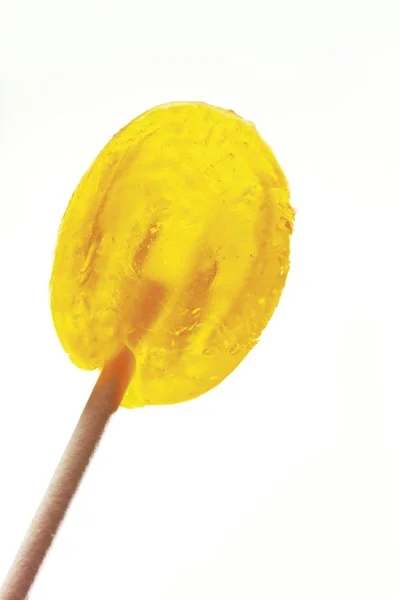 Gula Lollipop Isolerad Vit — Stockfoto