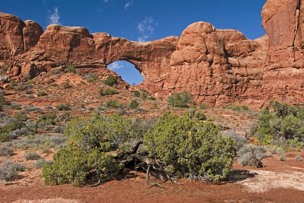 Φυσικό Τόξο Βόρεια Παράθυρο Στο Εθνικό Πάρκο Arches Γιούτα Των — Φωτογραφία Αρχείου