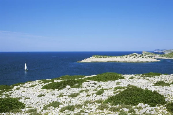 Boot Blauwe Zee Nationaal Park Kroatië Mana Eiland — Stockfoto