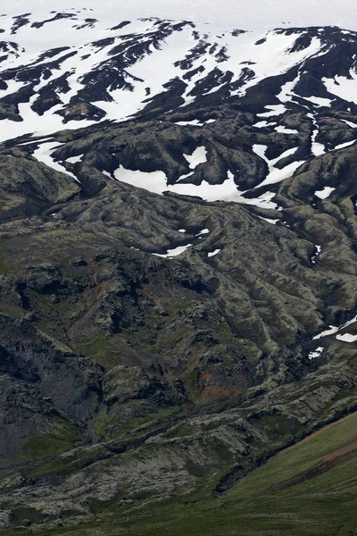 Snaefellsjoekull Montaña Con Glaciares Arroyos Solidificados Lava Parque Nacional Snaefellsjoekull — Foto de Stock