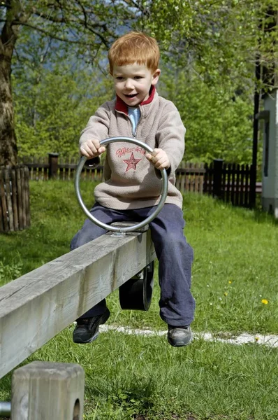 Boy Years Old Teeter Totter — Stock Photo, Image