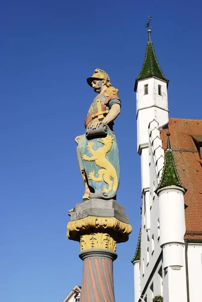 Biberach Riss Baden Wuerttemberg Germany Fountain Figure Front Old City — Stock Photo, Image