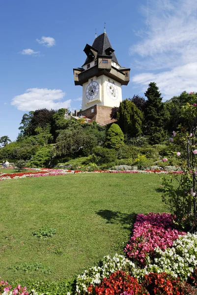 Schlossberg Castle Hill Styria Avusturya Başkenti Graz Saat Kulesi — Stok fotoğraf