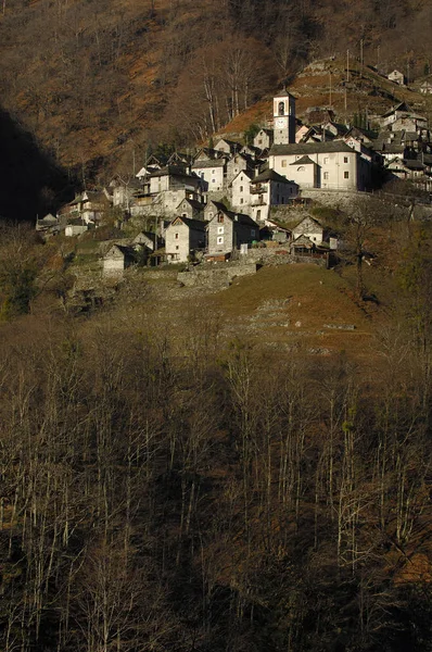 Village Corippo Valle Verzasca Tessino Švýcarsko Evropa — Stock fotografie