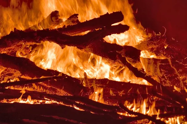 Barbecue Big Fire Night — Stock Photo, Image