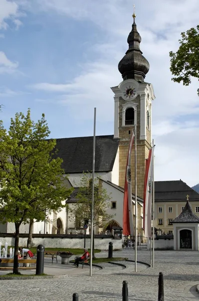 Altenmarkt Pongau Salzburger Land Österrike Kyrka Med Bytorg — Stockfoto