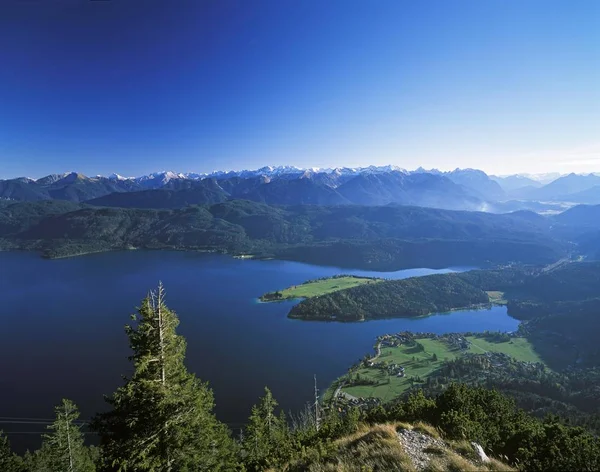 Lac Walchensee Vue Depuis Herzogstand Alpes Bavaroises Haute Bavière Allemagne — Photo