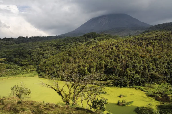 プライベート リザーブ シレンシオ アレナル火山は コスタリカ共和国 北アメリカの緑の湖 — ストック写真