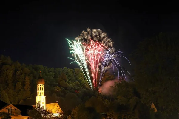 Beaux Feux Artifice Dans Ciel Nocturne Fête Nouvel — Photo