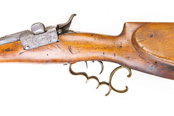 Pistola Werndl 1873 Vista Parcial Del Arma Aislada Blanco — Foto de Stock
