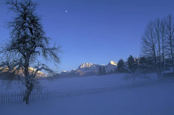 Winterwonderland Nézet Gerold Karwendel Hegység Bajorországban Tirol Németország Ausztria Európa — Stock Fotó