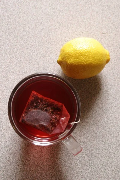 Чай Мішком Чаю Лимоном — стокове фото