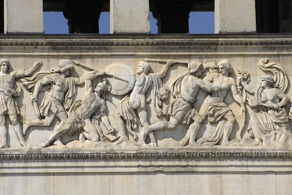 facade relief on the Propylaea, Munich, Bavaria, Germany, Europe