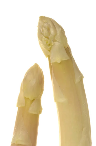 Świeży Biały Białym Tle Szparagi Ciągów — Zdjęcie stockowe
