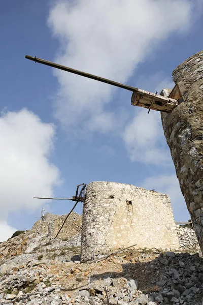 Ruinas Del Molino Viento Paso Ambelos Meseta Lasithi Creta Oriental — Foto de Stock