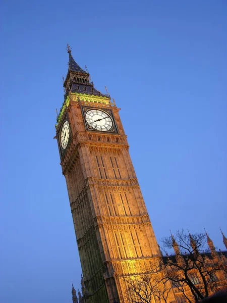 Big Ben Przed Niebieski Wieczorne Niebo Westminster Londyn Anglia Wielka — Zdjęcie stockowe