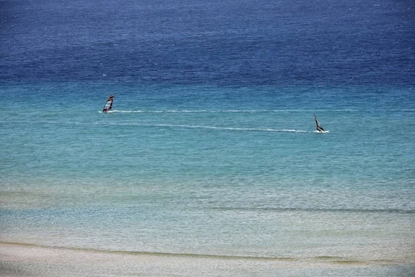 Windsurfers Playa Sotavento Jandia Fuerteventura Канарские Острова — стоковое фото