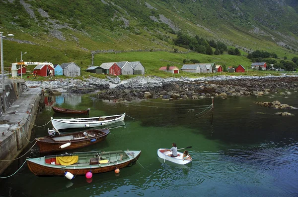 Toupeira Com Pequenos Barcos Pesca Casas Coloridas Uma Baía West — Fotografia de Stock