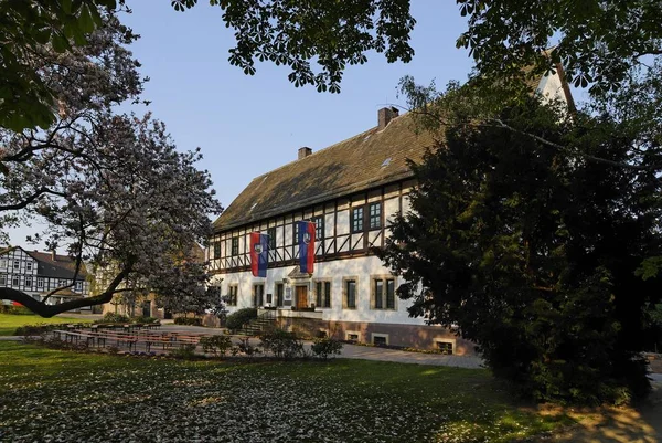 Bodenwerder Weser Perto Holzminden Baixa Saxônia Alemanha Castelo Muenchhausen Hieronymus — Fotografia de Stock