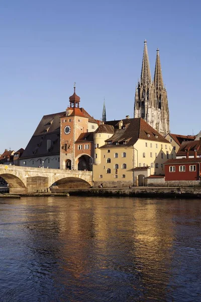 Pohled Přes Řeku Dunaj Schloss Neuburg Castle Bavorsko Německo Evropa — Stock fotografie