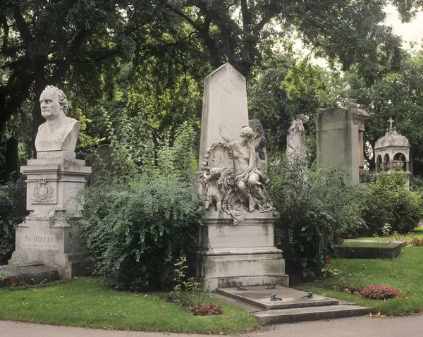 Staré Hroby Náhrobní Žulová Vídni Centrální — Stock fotografie
