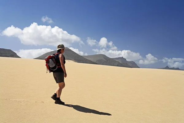 Hiker Jable Jandia Fuerteventura Canary Islands — Stock Photo, Image