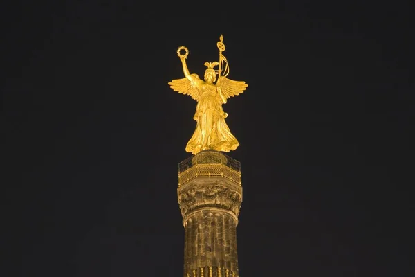 Viktoria Coluna Vitória Noite Berlim Tiergarten Alemanha Europa — Fotografia de Stock