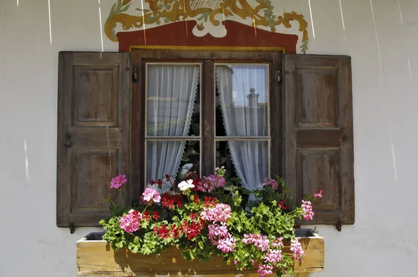Fenêtre Une Ferme Bavaroise Bavière Allemagne Europe — Photo