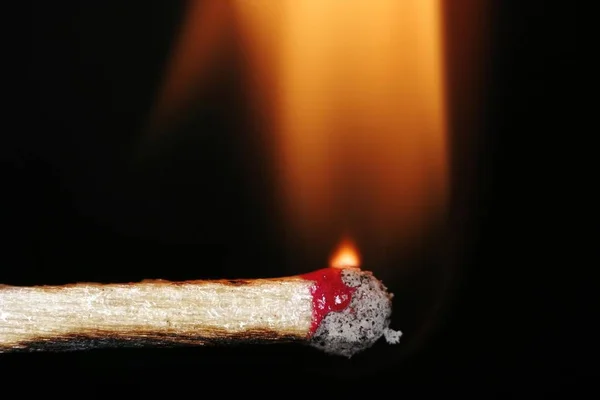 Burning Match Close View — Stock Photo, Image