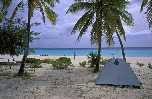 Одинокие Палатки Пляже Лекини Увеа Новая Каледония Океания — стоковое фото
