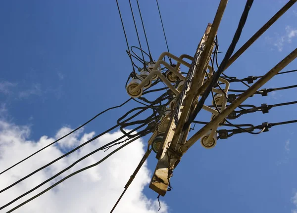 Linea Elettrica Elettrica Con Energia — Foto Stock