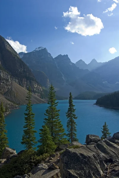 Moraine Lake Dalen Tio Toppar Banff National Park Alberta Kanada — Stockfoto