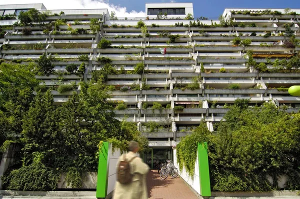 High Rise Flats Green Concrete Balconies Olympiadorf Olympia Village Munich — Stock Photo, Image