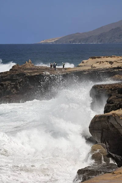 Onde Istmo Pared Playa Barlovento Fuerteventura Isole Canarie — Foto Stock