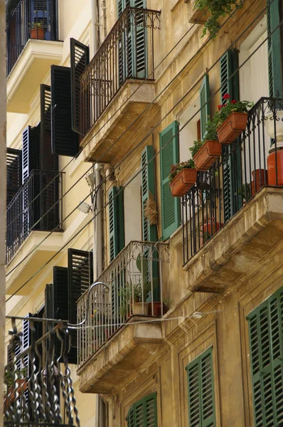 Házak Óvárosban Palma Mallorca Mallorca Baleári Szigetek Spanyolország Európa — Stock Fotó