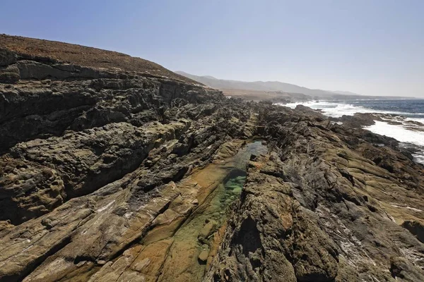 Costa Rockpool Aguas Verdes Playa Del Valle Fuerteventura Islas Canarias — Foto de Stock